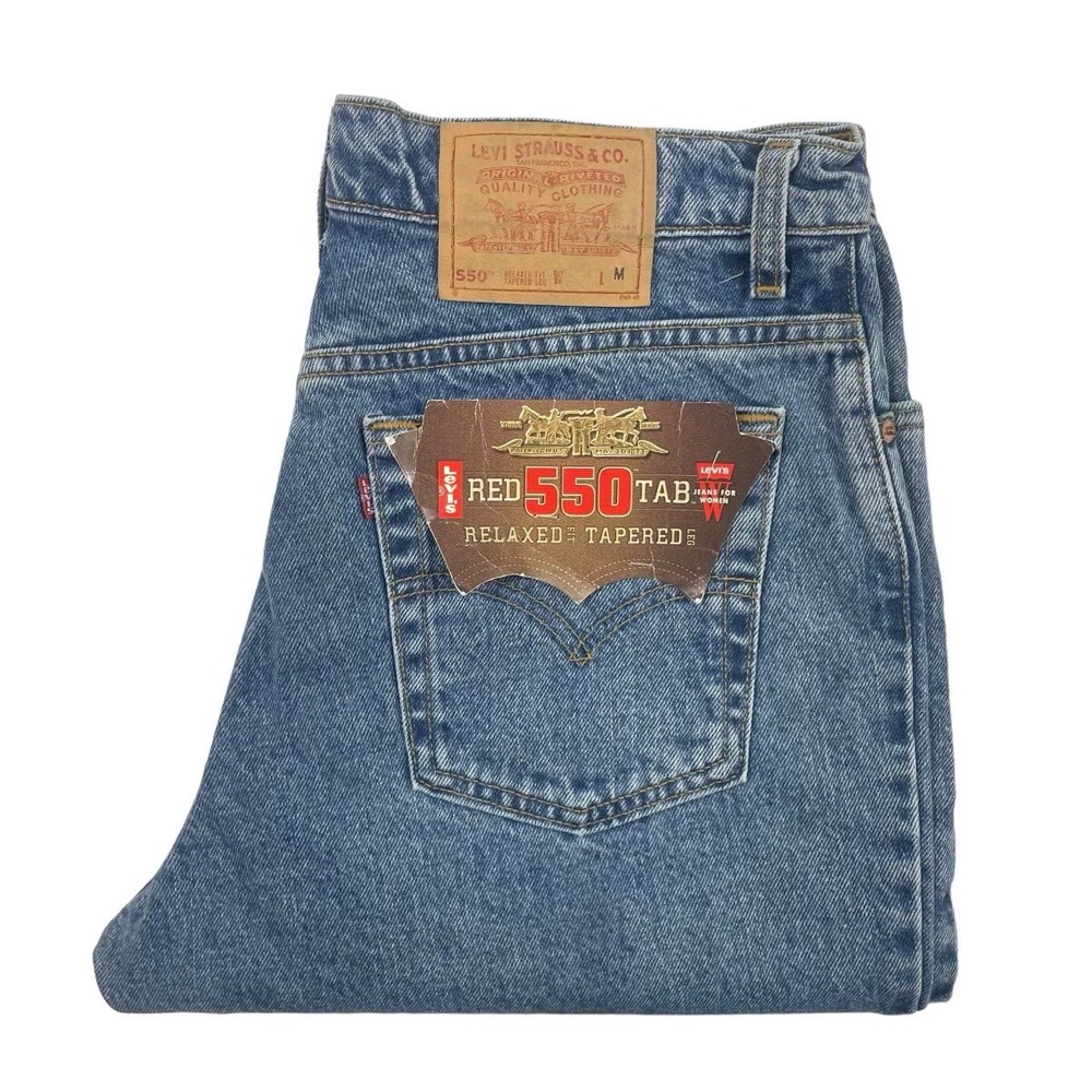 Vintage Levis 550 Red Tab Jeans Womens Size M Long Relaxed Tapered Leg USA NWT